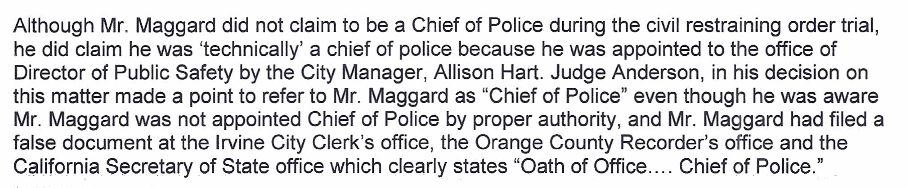 MaggardFilesFalseOath.NotPoliceChief