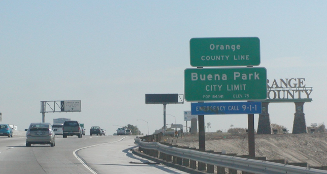 Orange County Line Sign