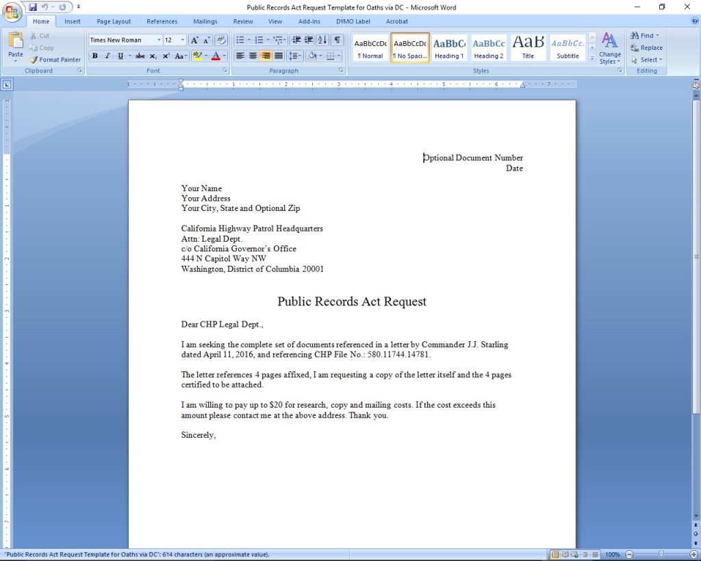 Georgia Open Records Act Request Form